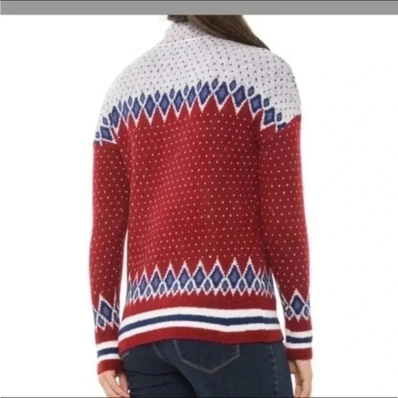 Telluride Snowflake Fairisle Mock Neck Sweater Large - Picture 2 of 8